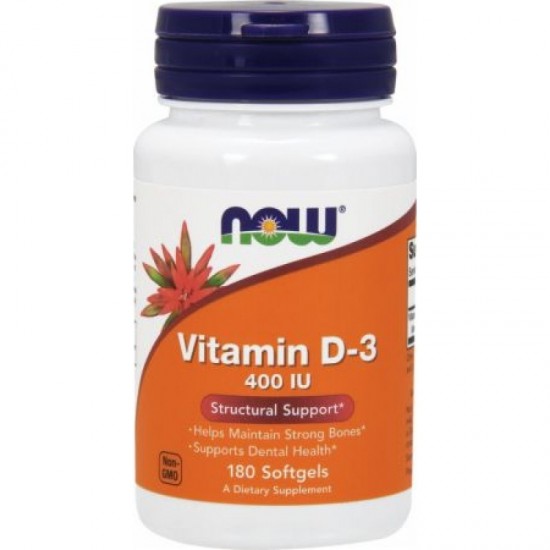 NOW Vitamin D3 400 IU / 180 softgels на супер цена