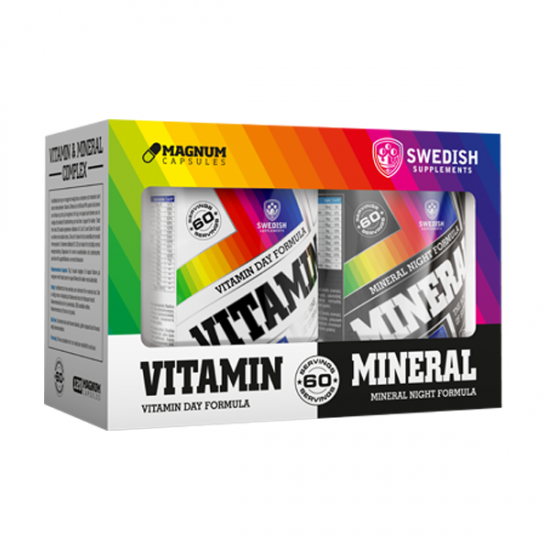 SWEDISH Supplements Vitamin Day Formula & Mineral Night Formula Complex 2 x 60 капсули / 60 Дози на супер цена