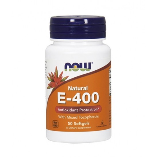 NOW Vitamin E-400 IU / 50 гел капсули на супер цена