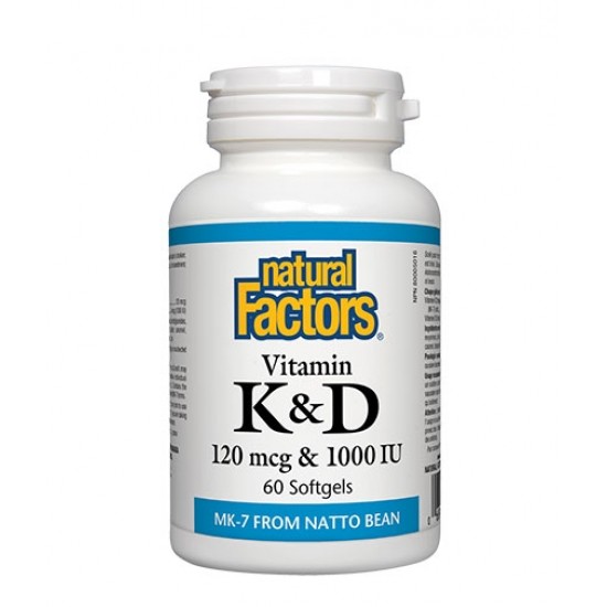 Natural Factors Vitamin K&D 120 мг & 1000IU / 60 гел капсули на супер цена