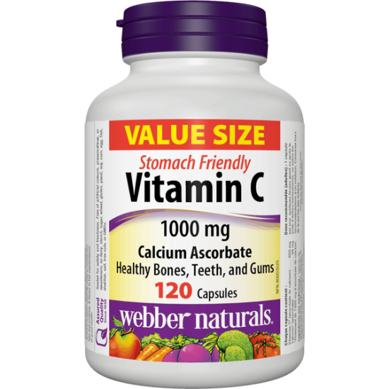 Webber Naturals Витамин С (калциев аскорбат) 1000 mg х 120 капсули на изгодни цени Webber Naturals Витамин С (калциев аскорбат) 1000 mg х 120 капсули на супер цена