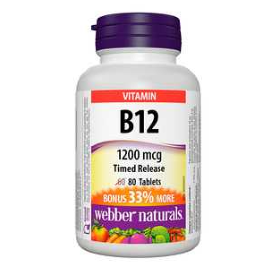 Webber Naturals Витамин В12 1200 мг x80 таблетки на супер цена