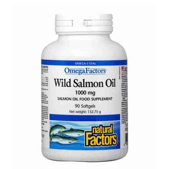 Natural Factors Wild Salmon Oil 1000mg / 90 Softgels на супер цена