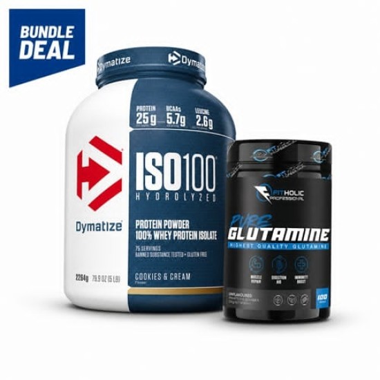 Промо пакет DYMATIZE NUTRITION ISO 100 NEW + Fitholic Professional Pure Glutamine на изгодни цени Промо пакет DYMATIZE NUTRITION ISO 100 NEW + Fitholic Professional Pure Glutamine на супер цена