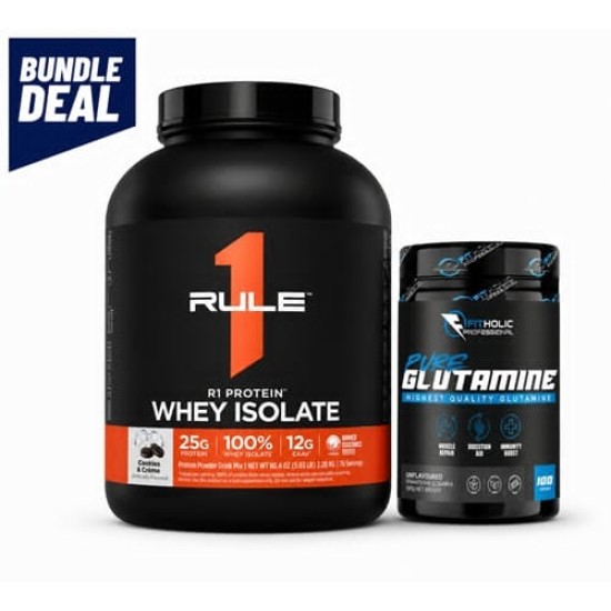 Промо пакет RULE ONE Whey Protein Isolate/Hydrolysate + Fitholic Professional Pure Glutamine на супер цена