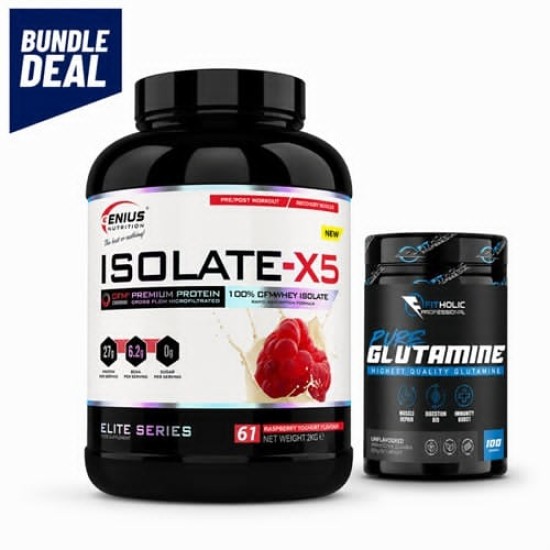 Промо пакет Genius Nutrition ISOLATE-X5 + Fitholic Professional Pure Glutamine на супер цена