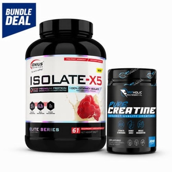 Промо пакет Genius Isolate X5 + Fitholic Creatine на изгодни цени Промо пакет Genius Isolate X5 + Fitholic Creatine на супер цена