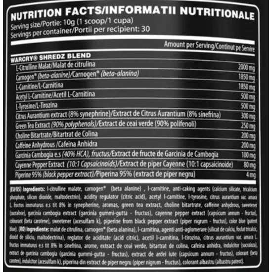 Genius Nutrition Warcry Shredz | Thermogenic Powder 300 гр на супер цена