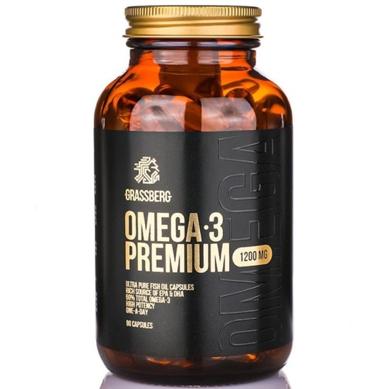 Grassberg Omega-3 Premium 1200m мг / 90 гел капсули на супер цена