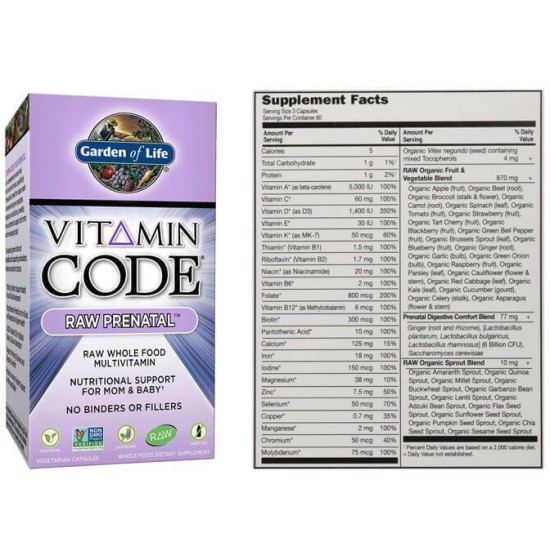 Garden Of Life Vitamin Code / RAW Prenatal 180 капсули на супер цена