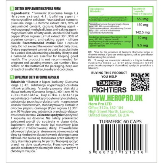 Hero.Lab Turmeric Curcumin 550 мг | with Black Pepper 60 капсули на изгодни цени Hero.Lab Turmeric Curcumin 550 мг | with Black Pepper 60 капсули на супер цена