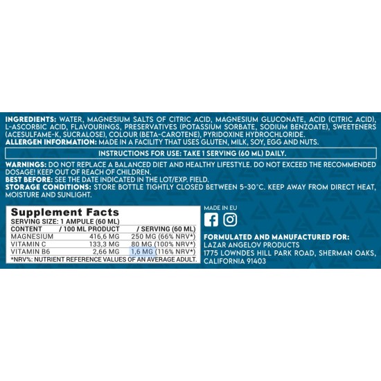 Lazar Angelov Nutrition Magna Shot | with Vitamin C & B6 60 мл на изгодни цени Lazar Angelov Nutrition Magna Shot | with Vitamin C & B6 60 мл на супер цена