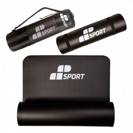MP Sport NBR Fitness Yoga Mat / Постелка за фитнес и йога / 180см х 60см х 1см - С чанта за носене - черен