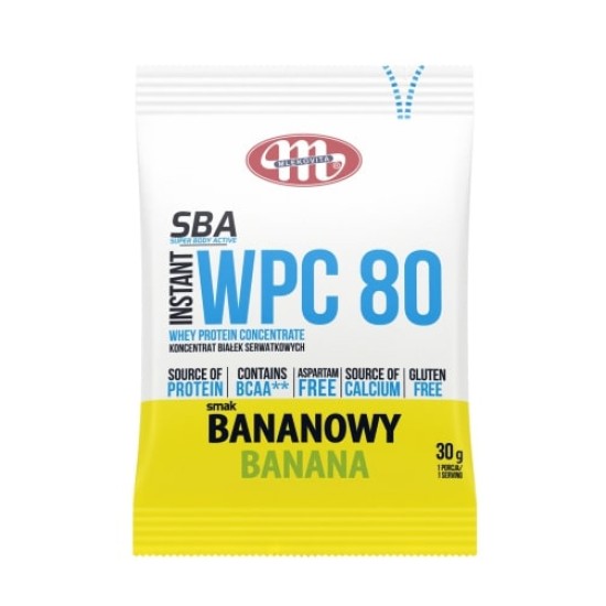 MLEKOVITA SUPER BODY ACTIVE WPC 80 INSTANT WHEY PROTEIN CONCENTRATE BANANA 30 гр на супер цена
