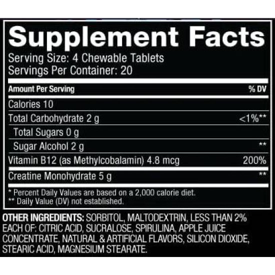 MUTANT Creatine Bytz | Chewable Creatine Monohydrate 80 Дъвчащи таблетки на супер цена
