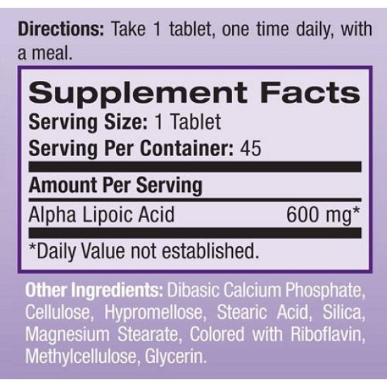 Natrol Alpha Lipoic Acid /Time Release/ 600 мг / 45 таблетки на супер цена