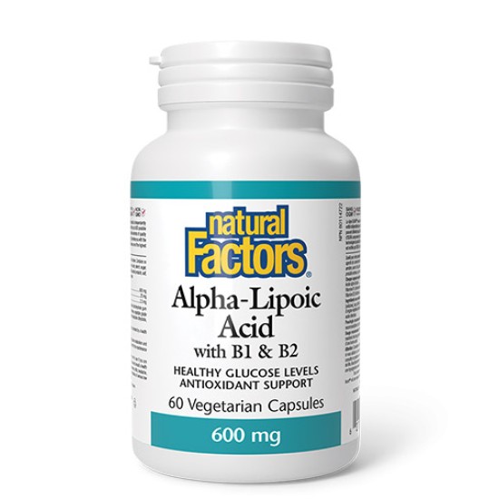 NATURAL FACTORS Alpha Lipoic Acid 600 мг + Vitamin B1 and B2 / 60 капсули на супер цена