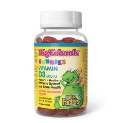 NATURAL FACTORS Big Friends Vitamin D3 for Kids 600 IU / 60 дъвчащи таблетки