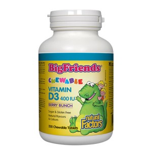 NATURAL FACTORS Big Friends Vitamin D3 400iu / 250 дъвчащи таблетки NATURAL FACTORS Big Friends Vitamin D3 400iu / 250 дъвчащи таблетки
