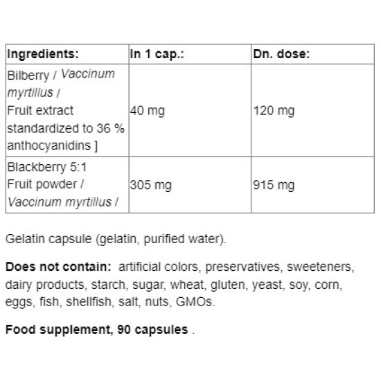 NATURAL FACTORS Bilberry 345 мг / 90 капсули на супер цена