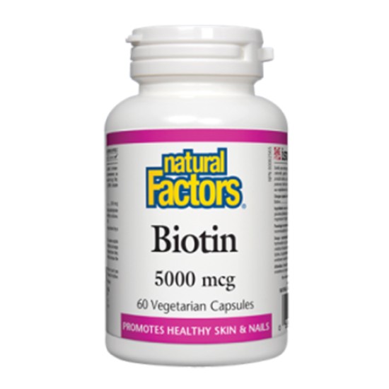 NATURAL FACTORS Biotin 5000 мкг / 60 капсули на супер цена