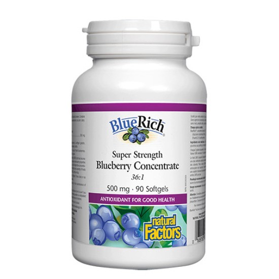 NATURAL FACTORS BlueRich Super Strength Blueberry Concentrate / 90 гел капсули на супер цена
