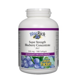 NATURAL FACTORS BlueRich Super Strength Blueberry Concentrate / 180 гел капсули NATURAL FACTORS BlueRich Super Strength Blueberry Concentrate / 180 гел капсули