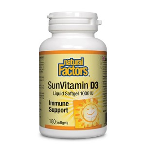 NATURAL FACTORS Vitamin D3 1000 IU / 180 гел капсули