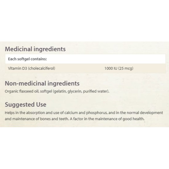 NATURAL FACTORS Vitamin D3 1000 IU / 360 гел капсули на супер цена