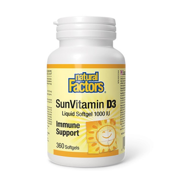 NATURAL FACTORS Vitamin D3 1000 IU / 360 гел капсули на супер цена
