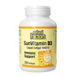 NATURAL FACTORS Vitamin D3 1000 IU / 500 гел капсули