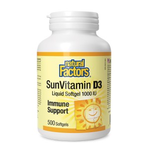 NATURAL FACTORS Vitamin D3 1000 IU / 500 гел капсули