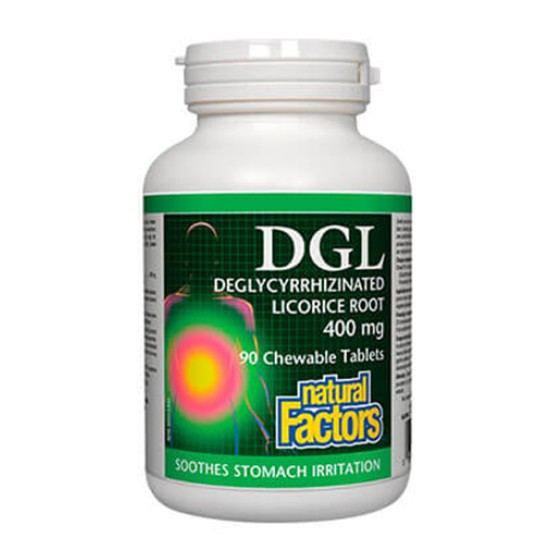 NATURAL FACTORS DGL 400 мг / 90 дъвчащи таблетки на супер цена