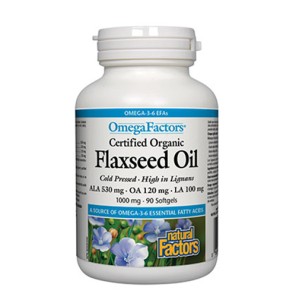 NATURAL FACTORS Flaxseed Oil 1000 мг / 90 гел капсули