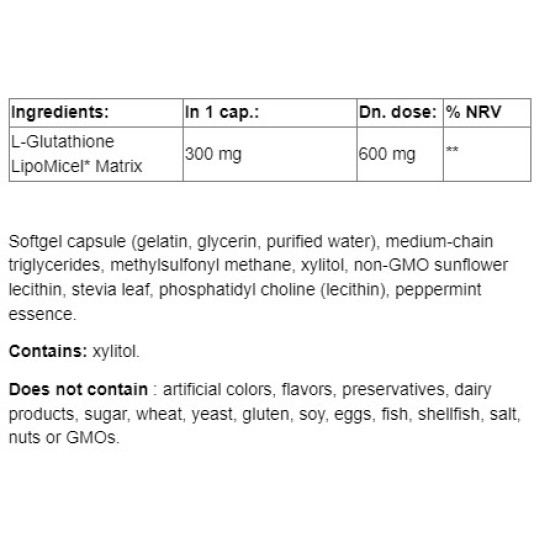 NATURAL FACTORS Glutathione LipoMicell Matrix 300 мг / 60 гел капсули на супер цена