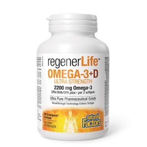 NATURAL FACTORS Regener Life - Omega-3 + Vitamin D3 / 90 гел капсули