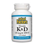 NATURAL FACTORS Vitamin K & D / 120 гел капсули на изгодни цени NATURAL FACTORS Vitamin K & D / 120 гел капсули на супер цена