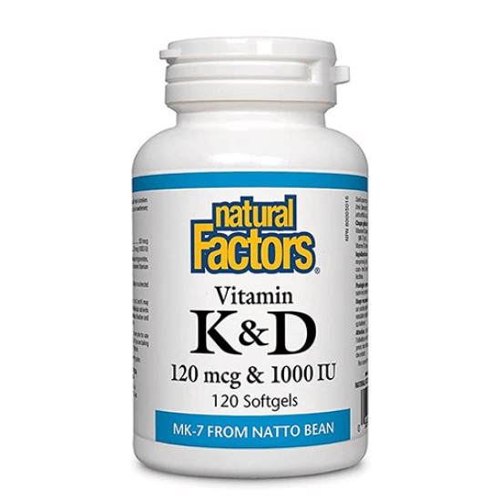 NATURAL FACTORS Vitamin K & D / 120 гел капсули на изгодни цени NATURAL FACTORS Vitamin K & D / 120 гел капсули на супер цена