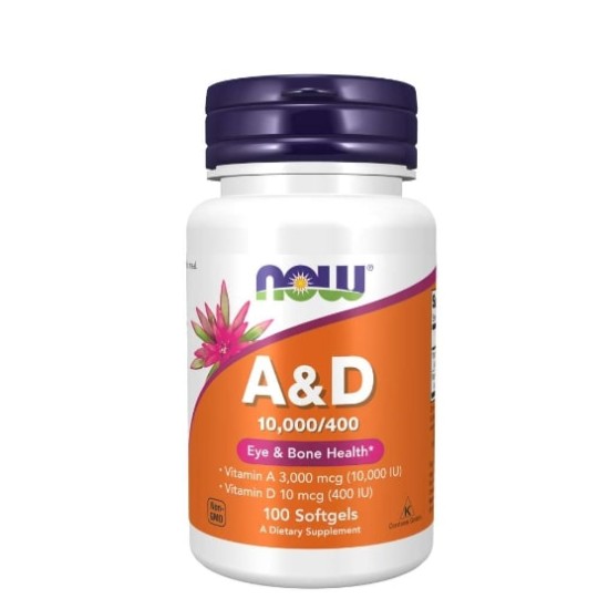 NOW Vitamin A & D 10000/400 IU / 100 гел капсули на супер цена