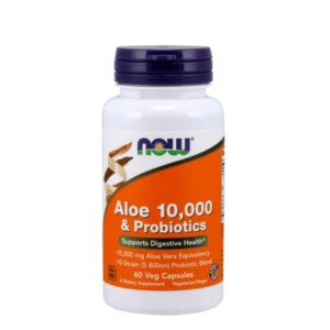 NOW Aloe Vera 10 000 & Probiotics 60 растителни капсули