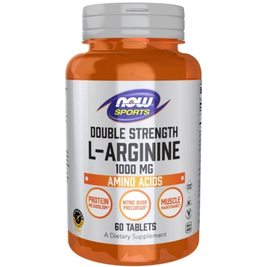 NOW L-Arginine 1000 мг / Double Strength 60 таблетки на супер цена