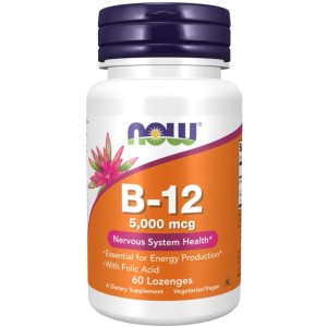 NOW VITAMIN B-12 5000 MCG + FOLIC ACID - 60 ТАБЛЕТКИ