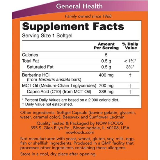 NOW Berberine / Glucose Support 90 гел капсули на супер цена