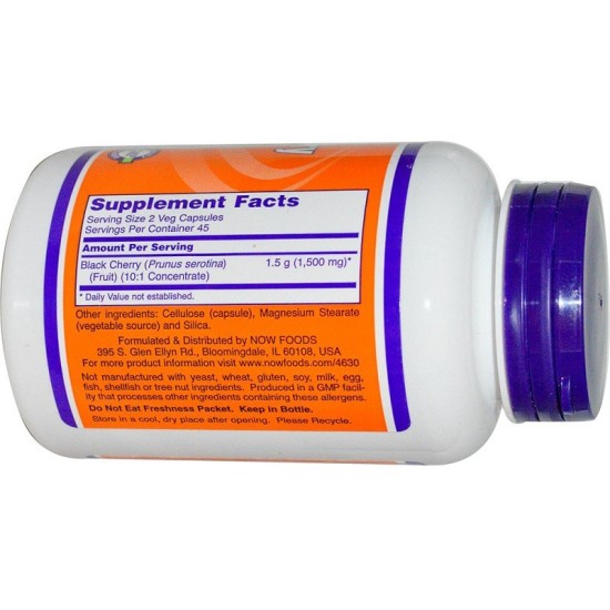 NOW Black Cherry Fruit 750 mg 90 Caps на супер цена