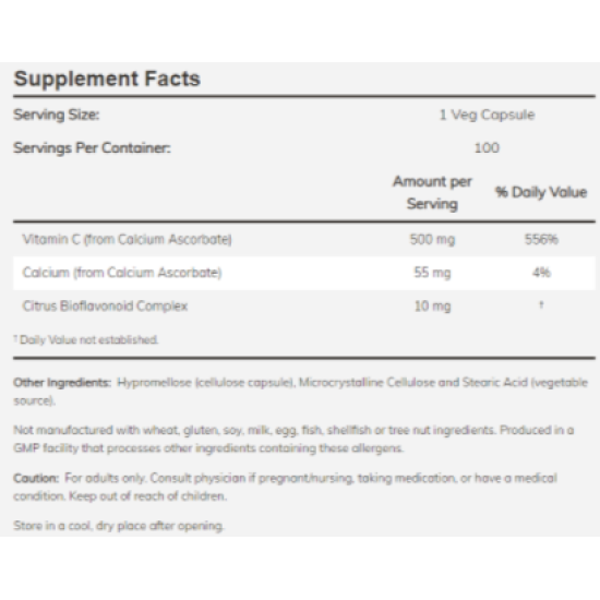 NOW VITAMIN C-500 ASCORBATE - 250VCaps. на супер цена
