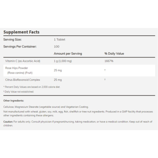 NOW Vitamin C-1000 with Rose Hips & Bioflavonoids 100tabs на супер цена