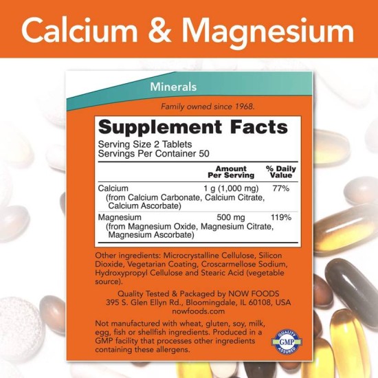 NOW Calcium & Magnesium 2:1 100 таблетки на супер цена
