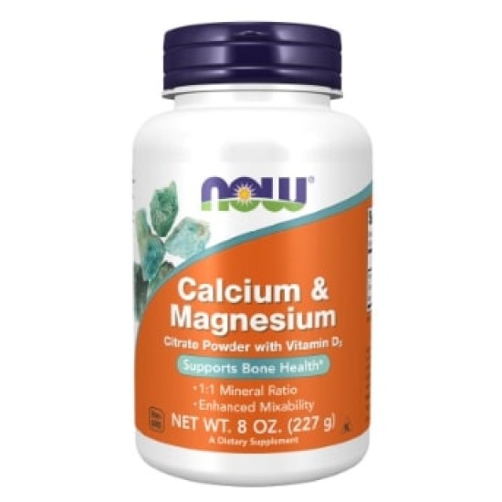 NOW Calcium & Magnesium Citrate Powder with Vitamin D3 227 гр на супер цена
