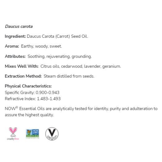 NOW Carrot Seed Oil | 100% Pure Daucus Carota 30 мл на супер цена
