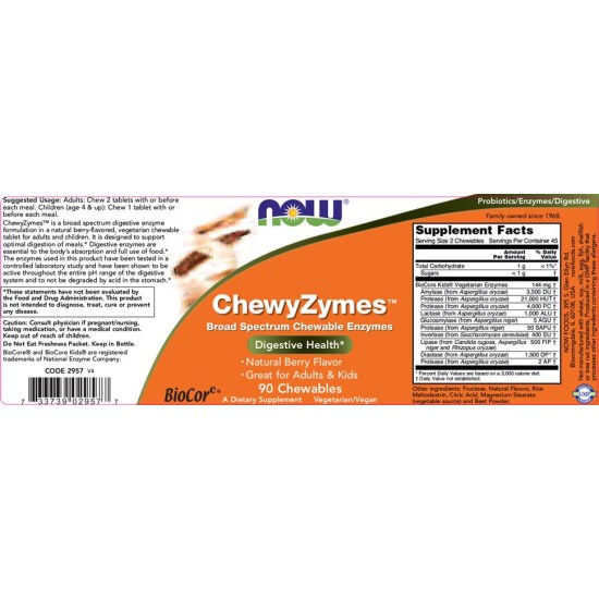 NOW ChewyZymes 90 дъвчаши таблетки на супер цена